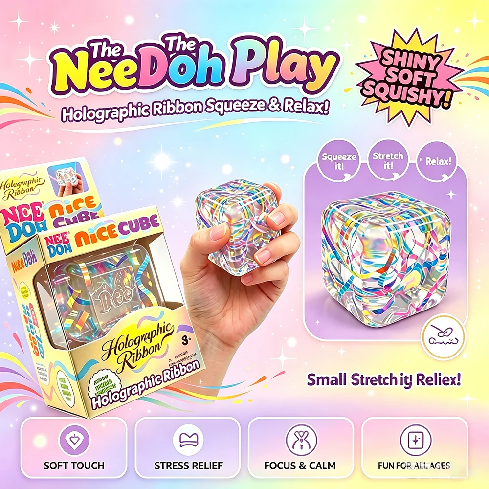 Fidget Cube Original - Transparent Cube Squishy NeeDoh Nice Cube