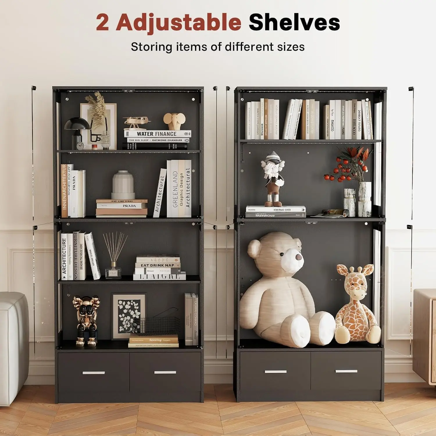 Black Glass Display Cabinet Wi - Pop Display Shelf 评论和价格